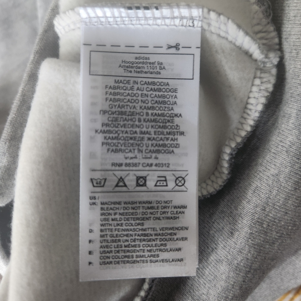 HP!❤️NWT ADIDAS Gray Pullover Logo Hoodie Men's Internal OH Fleece Lined XS - Picture 12 of 16